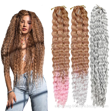 30inch afro kinky long curly braiding hair synthetic braid crochet blonde brown pink bundles ombre soft long curl for Russia